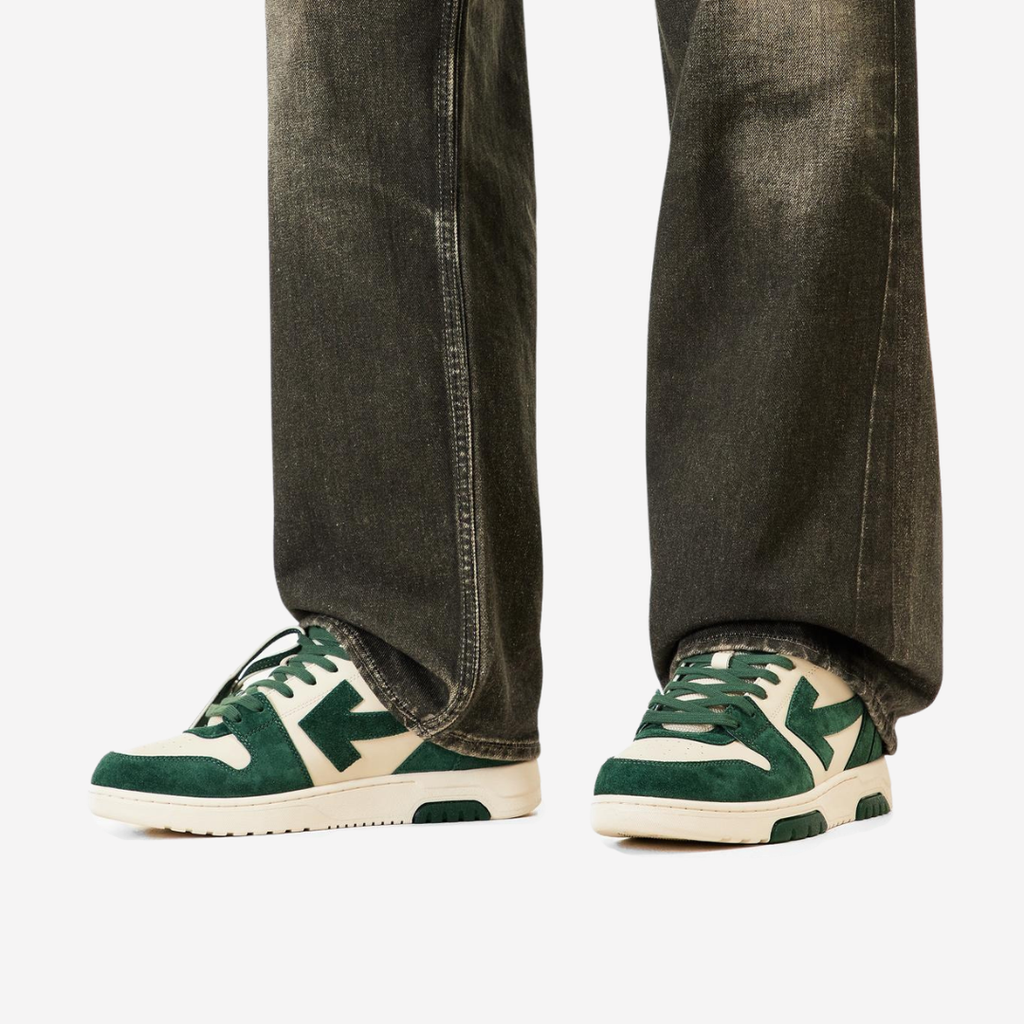 Off-White Out Of Office Jet Green Ecru Suede - Sneakers, Global Hype