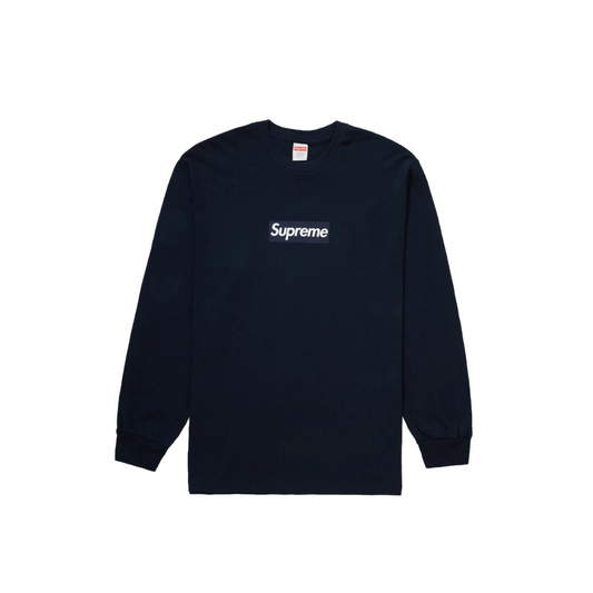 Supreme Box Logo L/S Tee, Navy - Global Hype