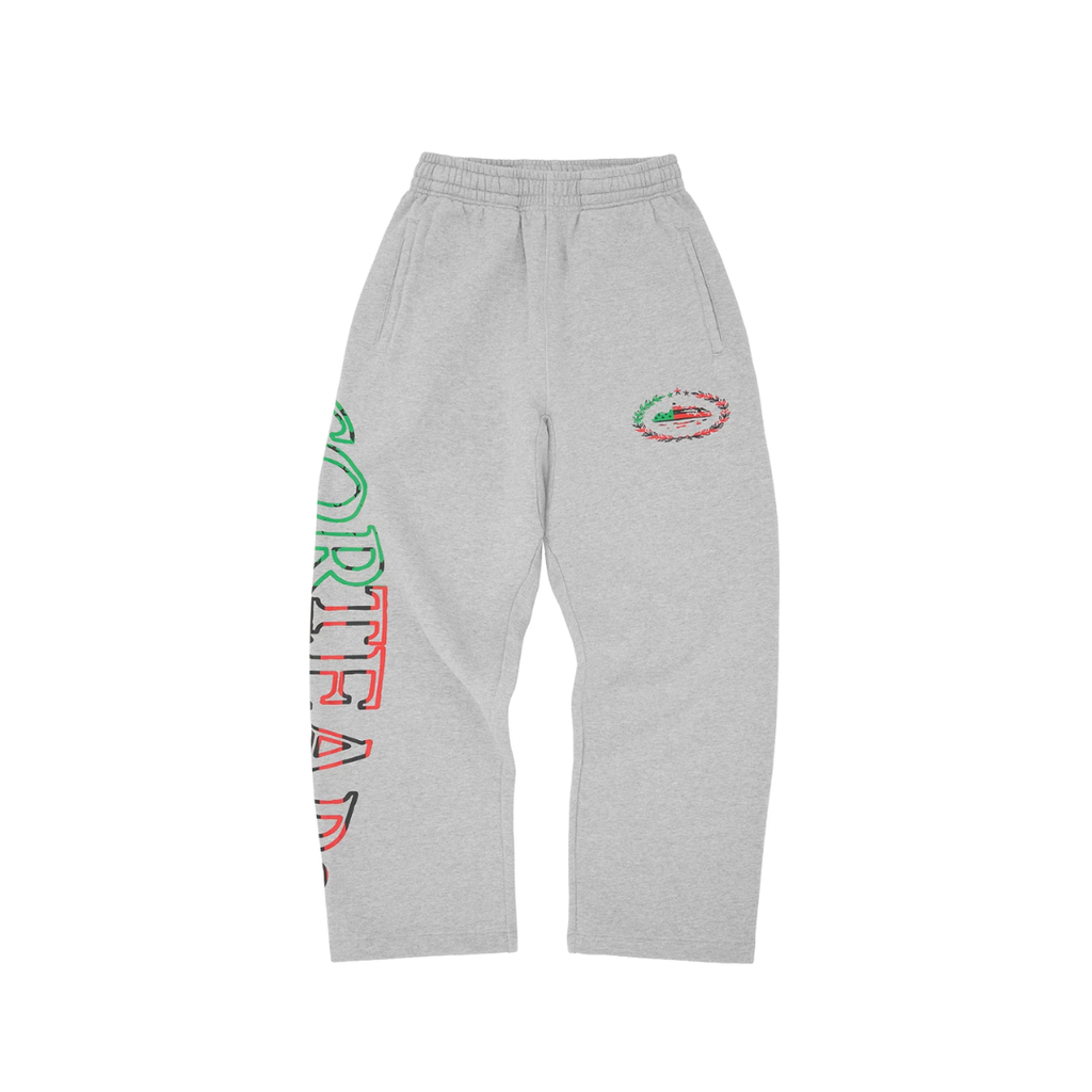 Denim Tears x Corteiz Cortears Royale Open Hem Sweatpant- HeatherGrey (frente)